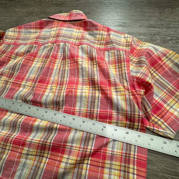 Johnnie O Shirt Mens Medium Pink Plaid Hangin Out Long Sleeve Button‎ Pocket - Picture 10 of 11